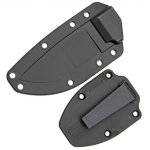 ESEE 3P-MB-B Fixed Blade Black Coated Knife with Black Plastic Molded Sheath and Grey Micarta Handle